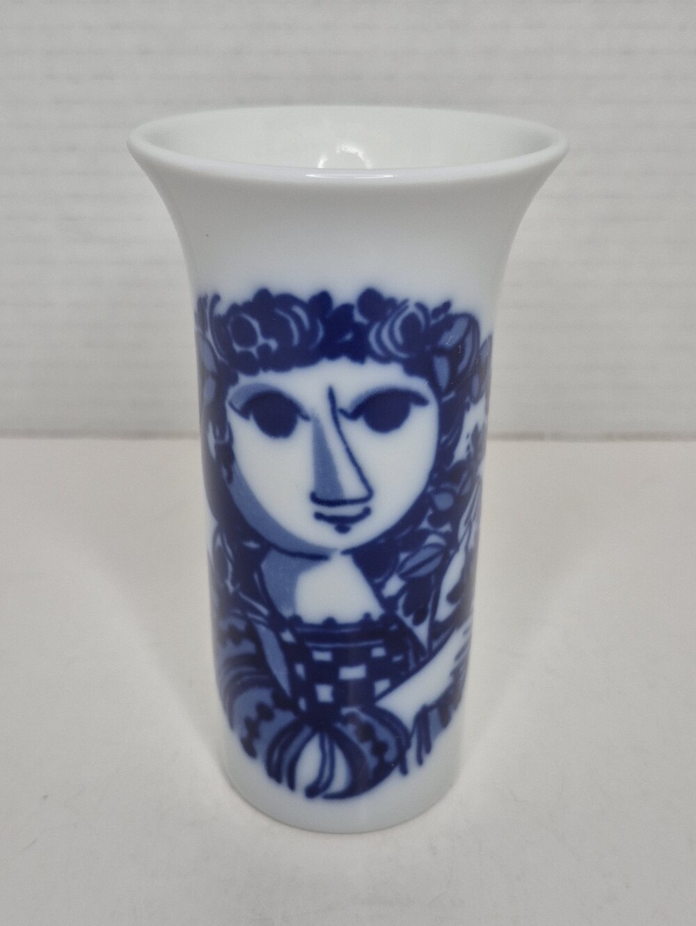 Rosenthal Blue Face Vintage Porcelain Vase by Bjorn Wiinblad Excellent